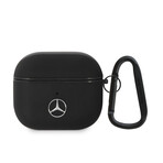 Mercedes Benz - Airpods 3 Case Leather Metal Logo & Hook  // Black