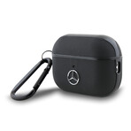 Mercedes Benz - Airpods Pro 2 Case Leather Metal Logo & Hook  // Black