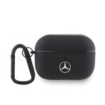 Mercedes Benz - Airpods Pro 2 Case Leather Metal Logo & Hook  // Black