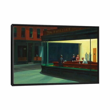 Nighthawks, 1942 by Edward Hopper (18"H x 26"W x 1.5"D)