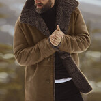 Faux Fur Lined Jacket // Brown (L)