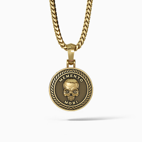 Memento Mori // 14k Gold Over Brass Pendant (Small)