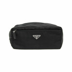 Prada // Tessuto + Leather Zip-Clutch Bag // Nero // Pre-Owned