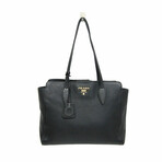 Prada // Leather Logo Tote Bag // Black // Pre-Owned