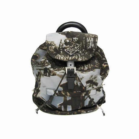 Prada // Nylon Landscape Painting Backpack // Gray + Brown + Black // Pre-Owned