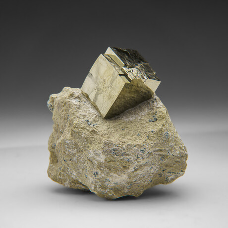 Pyrite Cube on Basalt from Navajún, La Rioja Province, Spain // 1.2 lbs