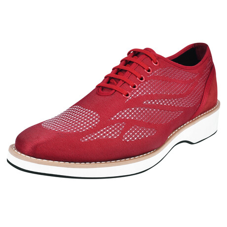 Lava // Textil Printed Lace-Up Derby Shoes // Red (US: 7)