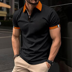 Orange Collar Short Sleeve Polo // Black (M)