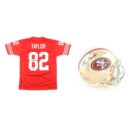 John Taylor // San Francisco 49ers // Signed Speed Mini Helmet + Signed Jersey