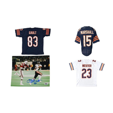 Chicago Bears // Devin Hester Signed Jersey + Willie Gault Signed Jersey + Willie Gault Signed 8x10 + Brandon Marshall Signed Jersey