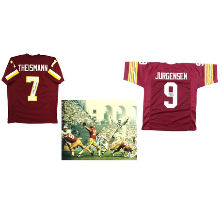 Washington Redskins // Sonny Jurgensen Signed Jersey + Joe Theismann Signed Jersey + Billy Kilmer Signed 8x10 Photo