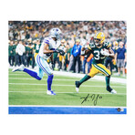 Aaron Jones // Green Bay Packers // Signed Jersey + Signed Speed Mini Helmet + Signed 16x20 Photo