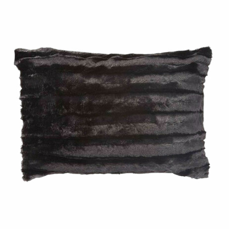 Chinchilla Stripe Cuddle Fur Pillow // Black (14"L x 20"W)