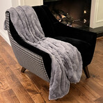 Contempo Cuddle Fur Throw // Charcoal (50"L x 65"W)