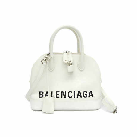 Balenciaga // Leather Ville Top Handle Handbag // White // Pre-Owned