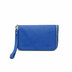 Bottega Veneta // Leather Organizer Pouch Clutch Bag // Blue // Pre-Owned