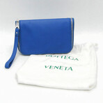 Bottega Veneta // Leather Organizer Pouch Clutch Bag // Blue // Pre-Owned