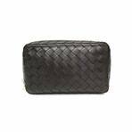 Bottega Veneta // Leather Intrecciato Clutch Bag // Dark Brown // Pre-Owned