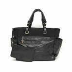 Chanel // Coated-Canvas + Leather Paris Biarritz Tote // Black // Pre-Owned