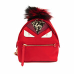 Fendi // Nylon + Leather + Fur Bugs Backpack // Red // Pre-Owned