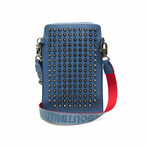 Christian Louboutin // Leather Loubilab Studded Crossbody Bag // Blue + Red // Pre-Owned