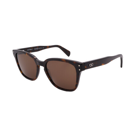 Men's // Ferragamo SF1040S 240 Square Sunglasses // Dark Havana + Brown Lense