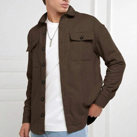 Solid Shacket // Brown (XS)