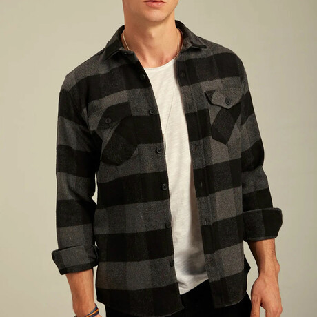 Checkered Flannel Shirt // Black + Dark Gray (XS)