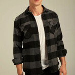 Checkered Flannel Shirt // Black + Dark Gray (L)