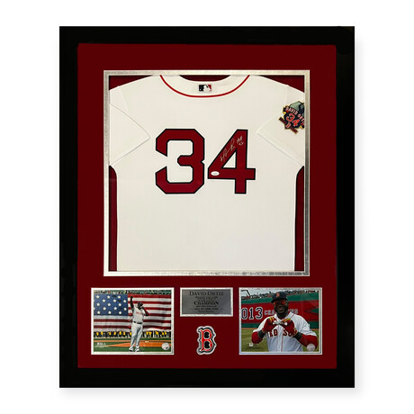 David Ortiz // Boston Red Sox // Autographed Jersey + Inscription + Framed