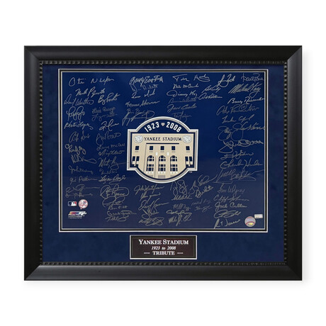 1923-2008 Yankee Stadium Blue Tribute // Autographed Photograph + Framed // 75 Signatures