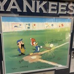 Walter Lantz, Reggie Jackson, Joe DiMaggio, Yogi Berra & Phil Rizutto // New York Yankees // Autographed Original Hand Painted Art + Framed