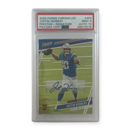 Justin Hebert // 2020 Panini Chronicles Prestige Autograph // Rookie Card // PSA 9 Mint w/ 10 Auto Grade