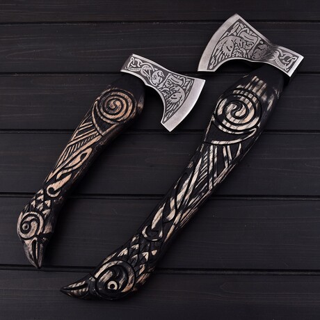 Carbon Steel Viking Axe Set // Set of 2