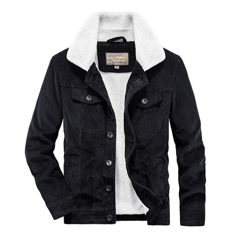 Corduroy Sherpa Lined Jacket // Black (XS)