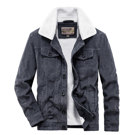 Corduroy Sherpa Lined Jacket // Gray (XS)