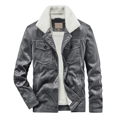 Trucker Withe Sherpa Lined Jacket // Gray (XS)