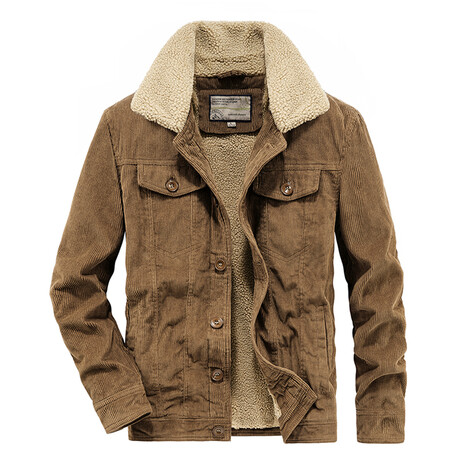 Corduroy Sherpa Lined Jacket // Khaki (XS)