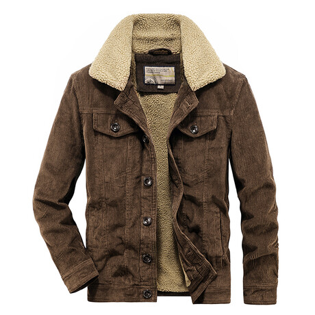 Corduroy Sherpa Lined Jacket // Brown (XS)