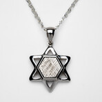 Muonionalusta Meteorite Star of David Pendant with 18" Sterling Silver Chain // 3 g