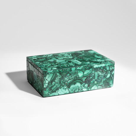 Genuine Large Polished Malachite Jewelry Box // v.1