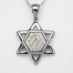 Muonionalusta Meteorite Star of David Pendant with 18" Sterling Silver Chain // 3 g