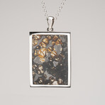 Sericho Pallasite Meteorite Square Pendant with 18" Sterling Silver Chain
