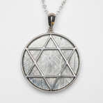 Muonionalusta Meteorite Star of David Pendant with 18" Sterling Silver Chain // 8.1 g