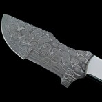 9.5'' Damascus Steel Hunting Tracker Knife // Handmade Stag Antler Handle With Stainless Steel Bolster