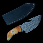 8'' Damascus Steel Hunting Knife // Handmade Burn Bone Handle