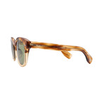 Men's Oliver Peoples OV5413SU 167452 Round Sunglasses // Light Brown + Green