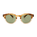 Men's Oliver Peoples OV5413SU 167452 Round Sunglasses // Light Brown + Green