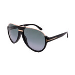 Men's Tom Ford FT0334/S 01P Aviator Sunglasses // Black Gold + Grey