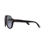 Men's Tom Ford FT0334/S 01P Aviator Sunglasses // Black Gold + Grey